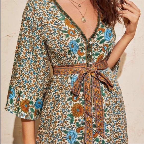 #74 CLOSEOUT SALE 🩷New!Gorgeous Boho Gypsy Maxi Dress - Picture 9 of 12